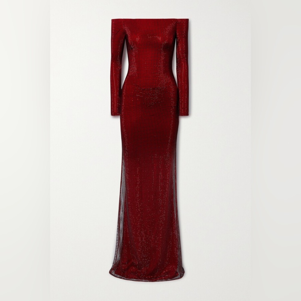 RALPH LAUREN PURPLE LABEL MINALI OFF SHOULDER CRYSTAL EMBELLISHED GOWN - Picture 3 of 17